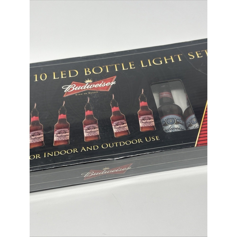 NEW Budweiser Beer Bottle Light Set Indoor/Outdoor 10 Feet 2008 Rivers Edge